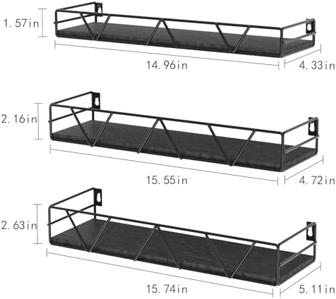 Floating Shelves Set of 3, Wood Wall Shelf, Farmhouse Shelf for Bedroom - Image 3