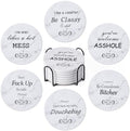 6Pcs Absorbent Coasters Set with Holder,Ceramic Drink Coaster,4 in（A10） by Hoewina