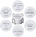 6Pcs Absorbent Coasters Set with Holder,Ceramic Drink Coaster,4 in（A10） by Hoewina