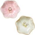 2PCS Lotus Leaf Shape Ring Holder Dish, Small Key Bowl, Ceramic Trinket Tray Jewelry Dish Organizing Necklace Earrings for Mom Friend Sister, All Jewelries Are NOT Included.Pink+Light Green.… by JAMEND+CLXP