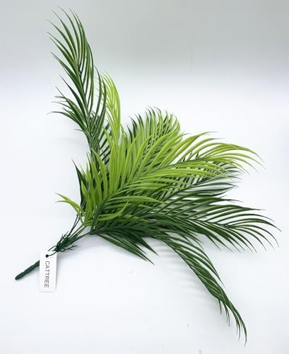 CATTREE Artificial Plants, Fake Tropical Palm Plastic Shrubs Fern Leaves Grass Coconut Tree Faux Bushes Indoor Outdoor Home Garden Verandah Office Table Centerpieces Arrangements DIY Decoration 1 Pack - Image 3