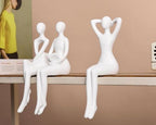 Quoowiit White Thinker Statue Unique Ornament Sculpture, Art Modern Home Decor Accents Bookshelf Decor, Creative Table Decorations for Living Room Desk 3 Piece - Image 6