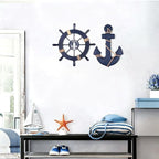 2 Pack 11" Nautical Beach Wooden Ship Wheel and 13" Wooden Anchor with Rope Nautical Boat Steering Wheel Rudder Anchor Wall Art Decor Door Hanging Ornament Beach Theme Home Decoration(Blue) - Image 7