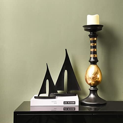 Saysmile Modern Sculptures Home Decor, Sailboat Decor Ornament, Boat Decorations Statue Decor, Art Sculptures and Statues, Sailboat Gifts Home Office Bathroom Shelf Decor (Black-2 Pack) - Image 4