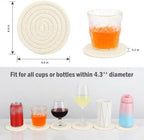ABenkle 8 Pcs Drink Coasters with Holder, Cotton Woven Absorbent Coasters for Drinks, Minimalist Home Decor Coaster Set for Wooden Tabletop Protection Table, 4.3 inches - Image 2