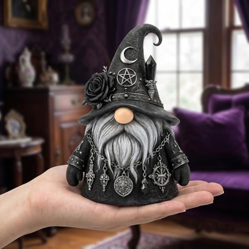 Gothic Gnome, Gothic Witch Gnome Figurine for Halloween Decorations, Home Shelves, Mantels & Home Garden Yard Decorations (Gothic Witchy Gnome) - Image 7