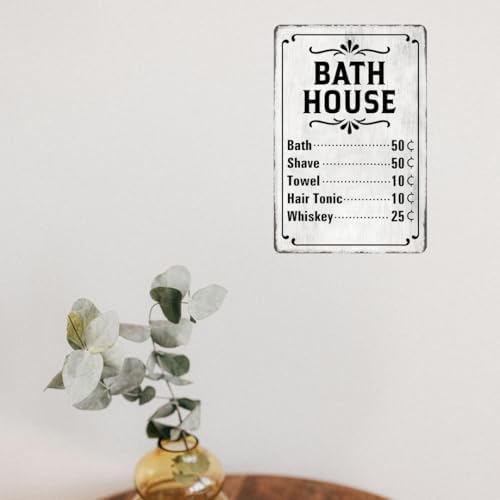 Farmhouse Bathroom Wall Decor Vintage Rustic Bathroom Decor Wall Art Style Bath House Price List Tin Signs Metal Antique Bathhouse Gift 8x12 Inch - Image 5