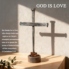LeMeeOly Jesus Christ Crucifixion Nail Metal Cross Wooden Base, Baptism & Religious Gifts for Men Women,Christian Home Decor (Aroma Diffuser Wood) - Image 2
