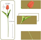 ONLY ART Artificial Burnt Orange Tulips 20 Pcs – 13.5 Inch PU Faux Flowers with Bendable Stems for Home Décor, Wedding Centerpieces, DIY Floral Arrangements, New Year and Valentine's Day - Image 2