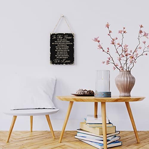 In This House Wooden Hanging Sign, House Rules Signs, Farmhouse Living Room Home Decor Wall Art, Inspirational Family Quote, Scripture Wooden Hanging Sign for Farmhouse Home Wall Art Decoration - Image 2