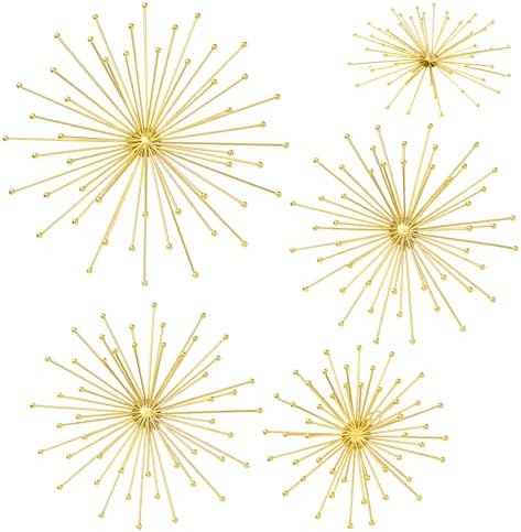 Shimeyao 4 Pcs Gold Starburst Wall Decor, Metal Spike with Orb Wall Art - Image 3