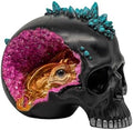 Resin Geode Skull Figurine Statue with Baby Dragon. Gifts for Skull Lovers by AuraMojo