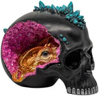 Resin Geode Skull Figurine Statue with Baby Dragon. Gifts for Skull Lovers by AuraMojo