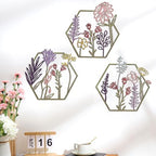 Peryiter 3Pcs Metal Flower Wall Decor Minimalist Floral Hanging, Colorful - Image 3