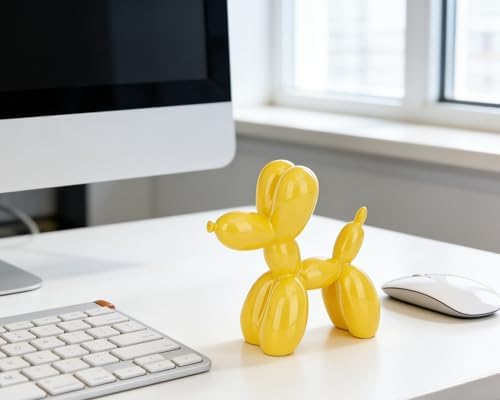 4 Inch Glossy Yellow Balloon Dog Sculpture - Image 6