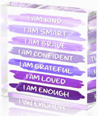 I Am Kind Acrylic Plaque 4x4in, Purple Accessories Motivational Desk Decor by Unknown