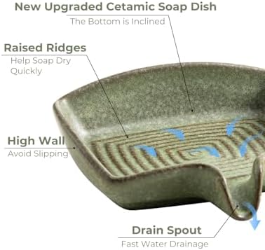 Zoeeker Self Draining Soap Dish, Ceramic Bar Soap Holder with Drainage - Image 4