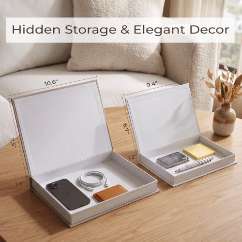 2pc Linen Decorative Faux Book Box Set with Hidden Storage - Image 2