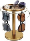 kondyfayo 360° Rotating Sunglass Organizer Storage, Stainless Steel Glasses Holder Stand, Glasses Organizer with Tray for Desk, Dresser, Tabletop, Nightstand and Home Decor (Gold) by KONDYFAYO
