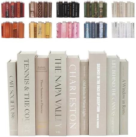 9 Faux Books Neutral - Decorative Box with Hidden Storage, Neutral Home Accessory, Bookshelf Accent, Coffee Table Book, Home Staging Accessory, Paper Wrapped Books by Unknown