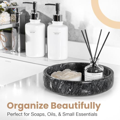 FNTSTICGOODS Marble Decorative Bowl - 7.5" Natural Black Solid Marble Centerpiece - Handmade Stone Fruit Bowl - Catch-All or Key Bowl for Kitchen - Modern Minimalist Decor - Image 7