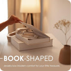 Modern Decorative Books Set of 2 Premium Linen Hardcover Faux Book Box with Reliable Magnetic Closure & Paulownia Wooden Chain - Image 3
