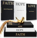 Faccito Set of 3 Linen Decorative Books Set Includes Gold Bird and Wooden Beaded Tassel Elegant Aesthetic Fake Books for Coffee Table Shelf Mantel Storage Boxes for Home Decor(Classic Colors) by Faccito