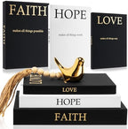 Faccito Set of 3 Linen Decorative Books Set Includes Gold Bird and Wooden Beaded Tassel Elegant Aesthetic Fake Books for Coffee Table Shelf Mantel Storage Boxes for Home Decor(Classic Colors) by Faccito