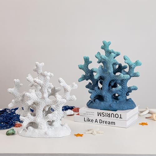 7.1" H White Coral Decor, Resin Statue, Nautical Decorations for Home, Bedroom, Bathroom, Living Room, Beach/Coastal/Ocean Themed Cabinet Shelf Tabletop Decor - Image 6