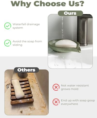 Zoeeker Soap Dish, Ceramic Soap Holder with Waterfall Design for Shower - Image 6
