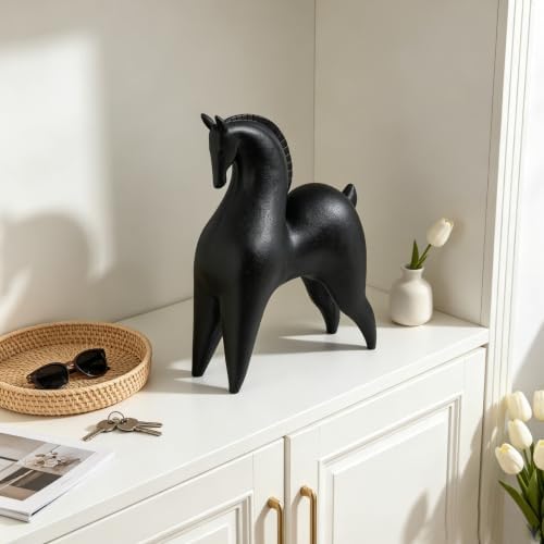 Cynkeyee Black Horse Statue Home-Decor - 11.5 Inch Modern Abstract - Image 2