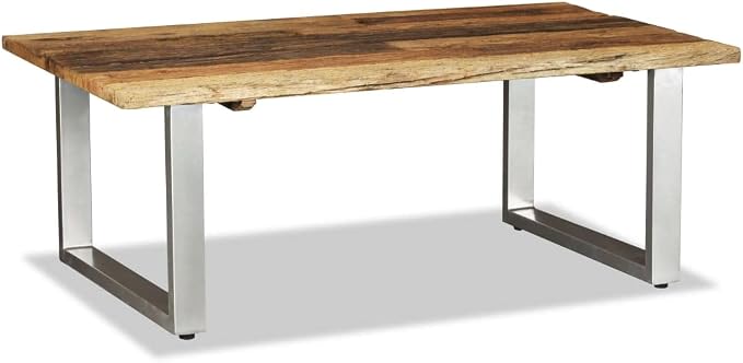 Multicolor Solid Reclaimed Wood Coffee Table, Industrial Wrought Iron Frame - Image 5