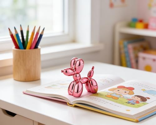 4 Inch Shiny Pink Balloon Dog Sculpture - Image 2