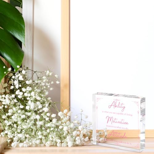 Pink Motivational Acrylic Desktop Sign, 4x4 Inch, Motivational Desktop Decor for Office and Home, Decor with Positive Messages, Unique Gift for Women, Girls or Coworkers - Image 3