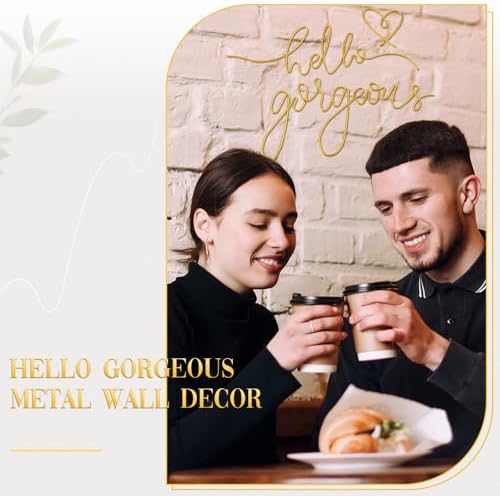 Hicarer Metal Hello Gorgeous Wall Art Minimalist Gold Wall Decor - Image 6