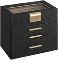 SONGMICS Jewelry Box Organizer, 4-Layer Storage with 3 Drawers, Glass Lid by SONGMICSbySONGMICSHOME