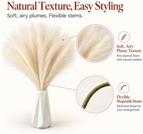 Mandy's 20 Stems Ivory Silk Pampas Grass Bouquet - Image 4