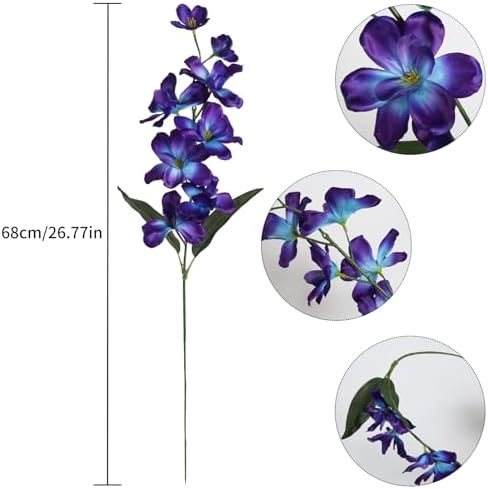 10 PCS Orchid Artificial Flowers Fake Orchid Silk Flowers 27 inches Purple Blue Faux Flowers Artificial Orchids for Wedding Dinning Home Decoration(Purple Blue) - Image 4