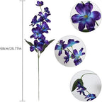 10 PCS Orchid Artificial Flowers Fake Orchid Silk Flowers 27 inches Purple Blue Faux Flowers Artificial Orchids for Wedding Dinning Home Decoration(Purple Blue) - Image 4