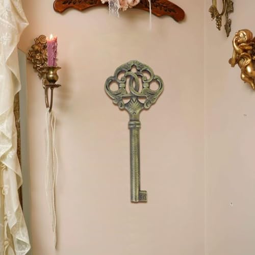 Esvinte Vintage Wall Sculpture Bronze Gold Key Wall Decor Antique Decoration Pediment Hallway Art Statue for Living Room Office Bedroom Gallery,Handmade Gift,A Whimsical Art Piece with Intricate Textures (Brassy Scepter Head) - Image 4