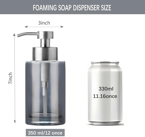 Enra Silver Glass Soap Dispenser, Foaming Hand Bathroom Soap Dispenser - Image 4