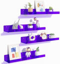 upsimples 4 Pcs 15" Acrylic Shelves for Wall Decor and Display, Purple by upsimples