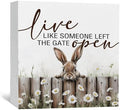 Farmhouse Rabbit Sign - Farmhouse Cottagecore Animal Office Kitchen Bedroom Decor,Rustic Farm Live like Someone Left the Gate Open Home Decor Signs,Duck Gifts for Women 6x6 by Nitelat