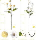 Mixed 10 Pcs Artificial Pompon Mum Set-8 Chrysanthemum & 2 White Daisy, Yellow Silk Faux Flower for Vase Fall Floral Arrangements Wedding Centerpiece DIY Home Indoor Outdoor Decor (No Vase) - Image 3