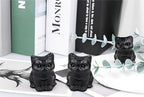 QINJIEJIE Black Obsidian Cat Decor Statue Figurine Healing Crystals Gift - Image 5