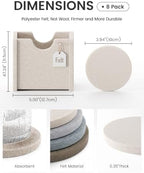 Fluxynara Felt Coasters with Holder, Set of 8 for Drinks, River Pebble - Image 2