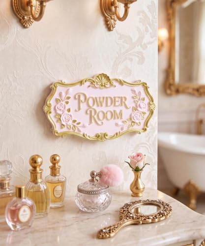 Putuo Decor 3D Powder Room Resin Wall Decor Plaque, Pink Wall Decor - Image 7