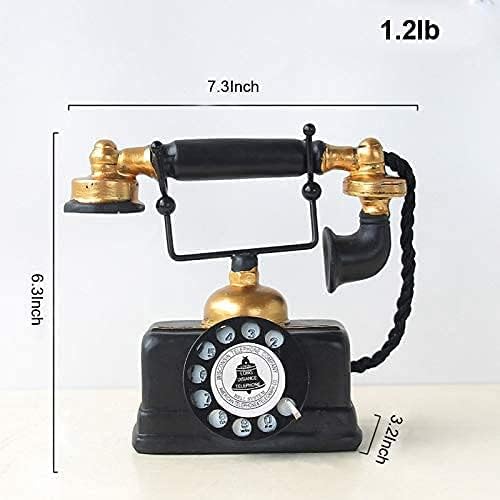 HoneyCare Retro Decorative Telephone Model, Vintage Antique Style Resin Rotary Phone Ornament for Home Office Decor, Steampunk & Victorian Style Statues, Photography Props, Housewarming Gift - Image 6