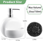 RQYIXI 2-in-1 Ceramic Soap Dispenser with Sponge Holder,White,25 Oz - Image 2