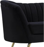 Home Square 2-Piece Set with Velvet Accent Chair and Chaise in Black and Gold - Image 7